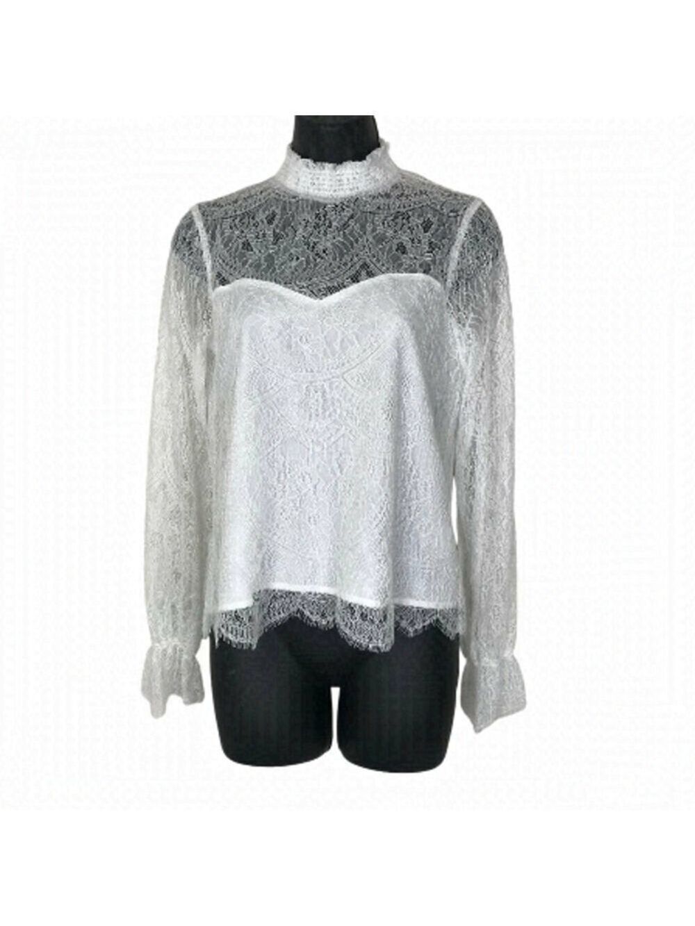 NWT cupcakes and cashmere White Lace Beautiful Blouse New Size XS